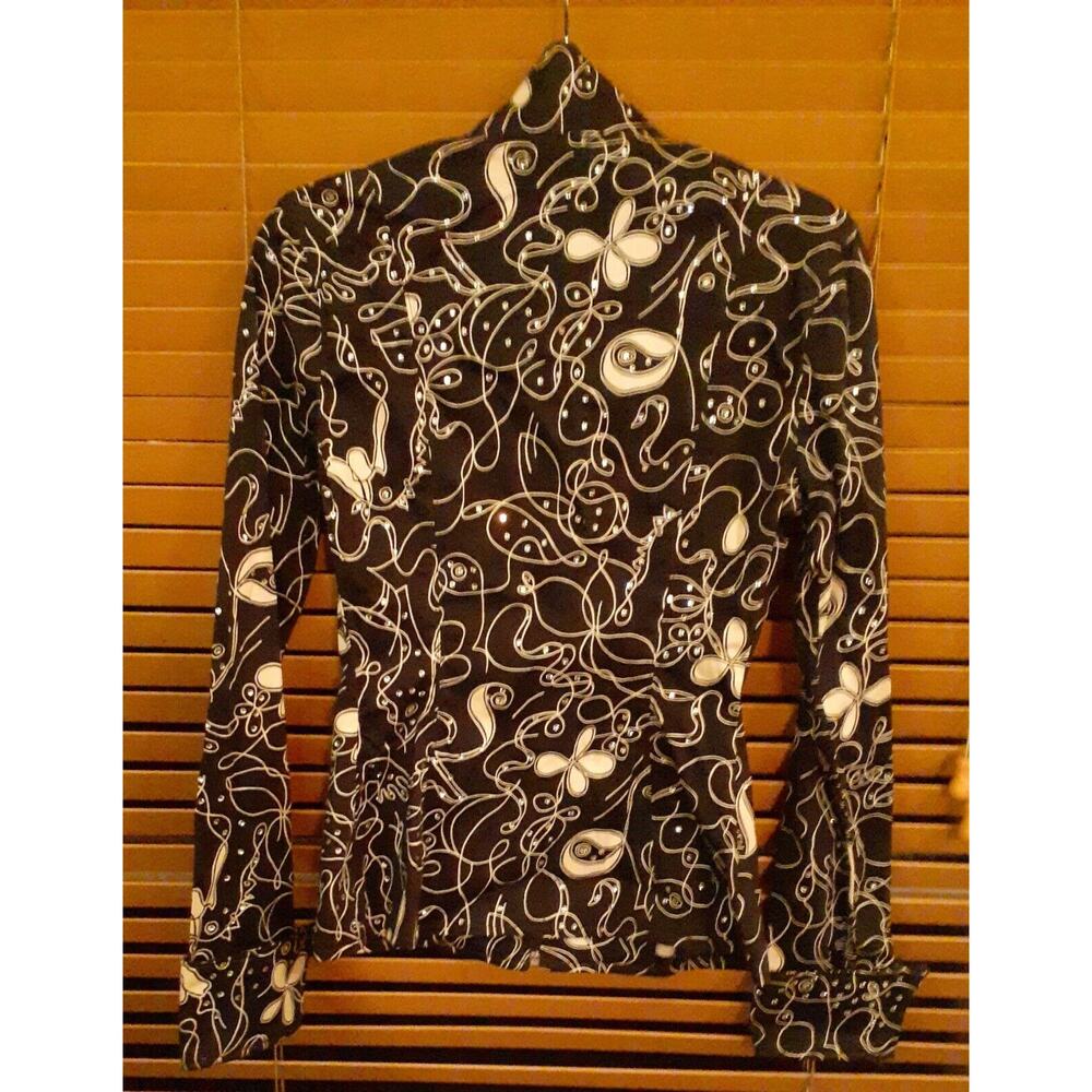 🏇Diane Olsen Black White Crystal Horseman Equestrian Jacket Size 1/2